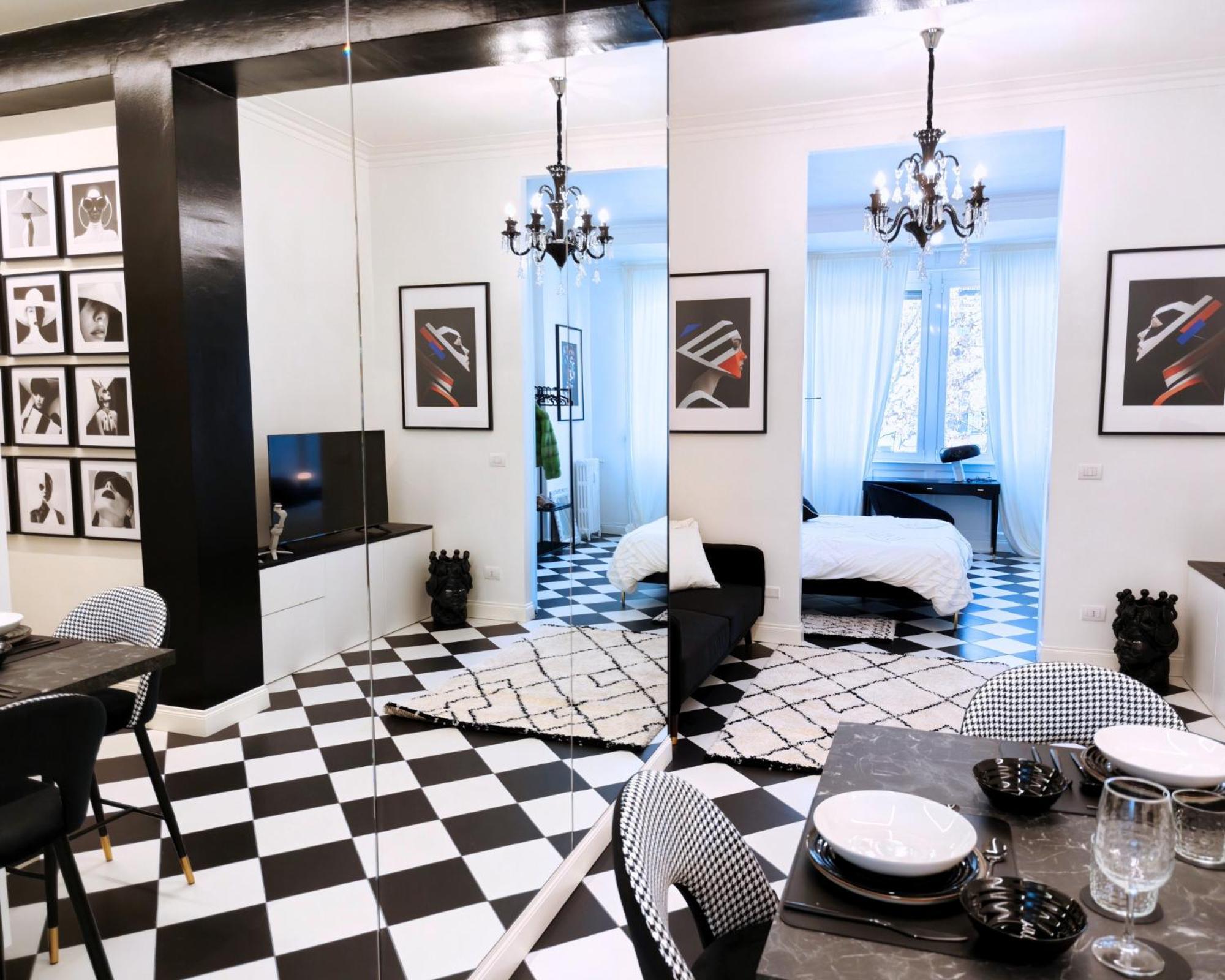 Apartment Black And White In Downtown With Ac, Wifi And Subway M1 M2 Airoport Connected, Station Milan